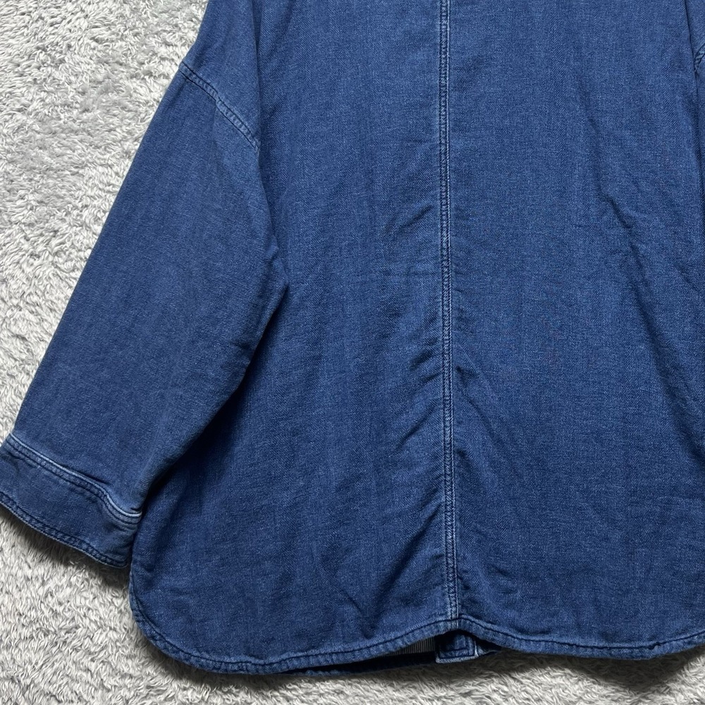 J Crew Drapey Indigo Jacket Womens XL Blue Pockets Cotton Casual - Picture 8 of 14